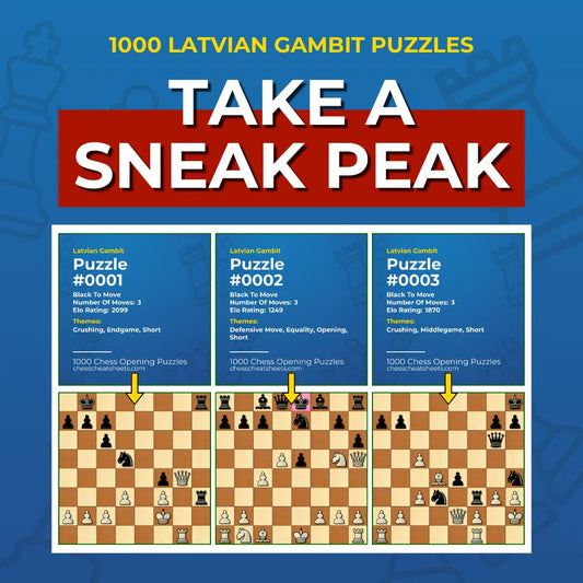 1000 Latvian Gambit Puzzles - Visual PDF Chess Opening Puzzles For The Latvian Gambit Chess Cheat Sheets