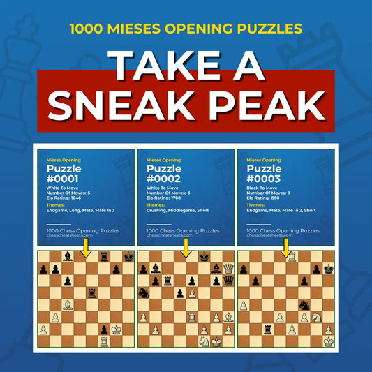 1000 Mieses Opening Puzzles - Visual PDF Chess Opening Puzzles For The Mieses Opening Chess Cheat Sheets