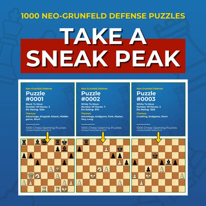 1000 Neo-Grünfeld Defense Puzzles - Visual PDF Chess Opening Puzzles For The Neo-Grünfeld Defense Chess Cheat Sheets