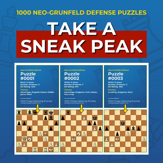 1000 Neo-Grünfeld Defense Puzzles - Visual PDF Chess Opening Puzzles For The Neo-Grünfeld Defense Chess Cheat Sheets