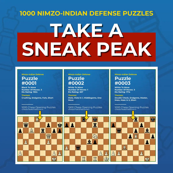 1000 Nimzo-Indian Defense Puzzles - Visual PDF Chess Opening Puzzles For The Nimzo-Indian Defense Chess Cheat Sheets
