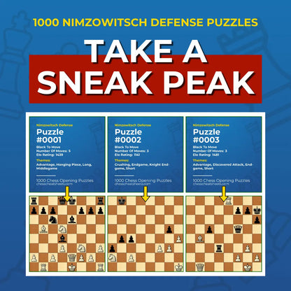 1000 Nimzowitsch Defense Puzzles - Visual PDF Chess Opening Puzzles For The Nimzowitsch Defense Chess Cheat Sheets