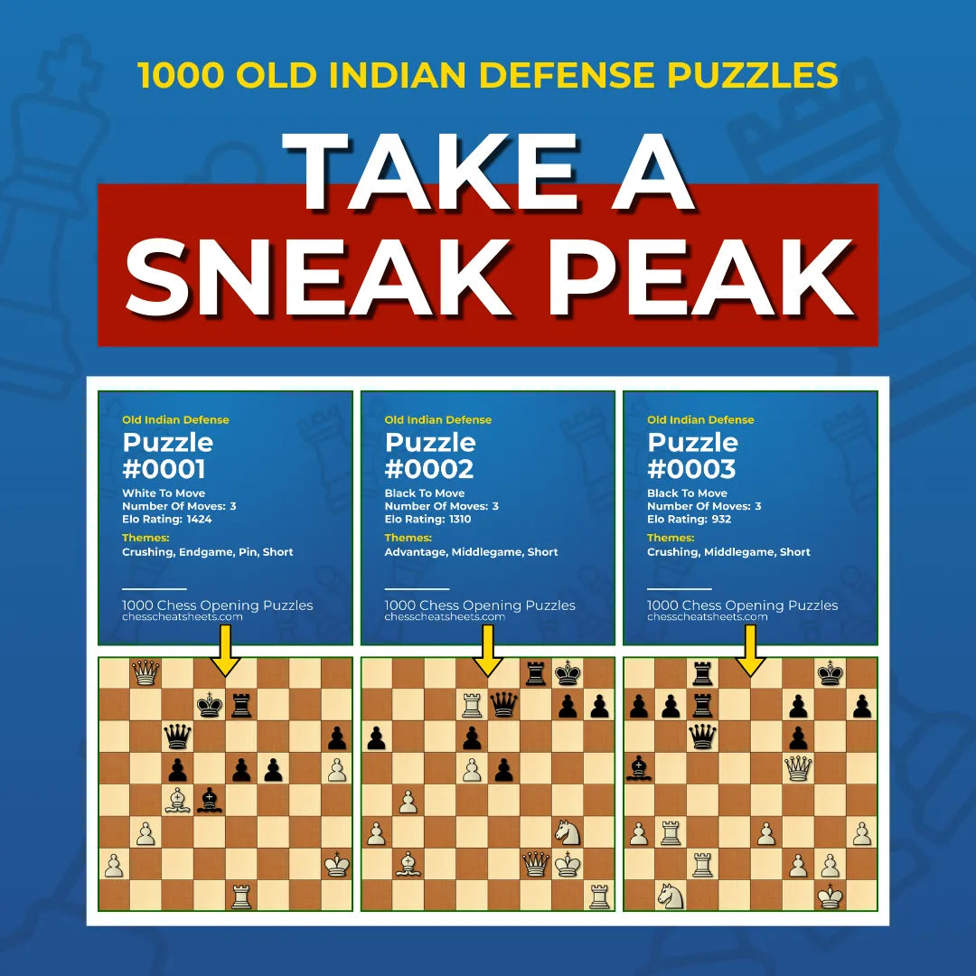 1000 Old Indian Defense Puzzles - Visual PDF Chess Opening Puzzles For The Old Indian Defense Chess Cheat Sheets