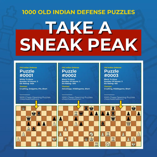 1000 Old Indian Defense Puzzles - Visual PDF Chess Opening Puzzles For The Old Indian Defense Chess Cheat Sheets