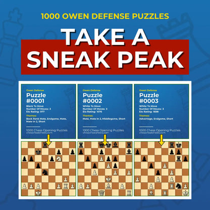1000 Owen Defense Puzzles - Visual PDF Chess Opening Puzzles For The Owen Defense Chess Cheat Sheets