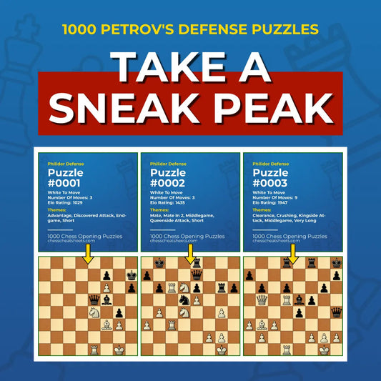 1000 Philidor Defense Puzzles - Visual PDF Chess Opening Puzzles For The Philidor Defense Chess Cheat Sheets