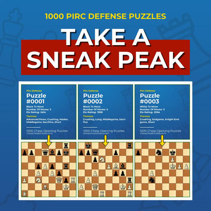 1000 Pirc Defense Puzzles - Visual PDF Chess Opening Puzzles For The Pirc Defense Chess Cheat Sheets