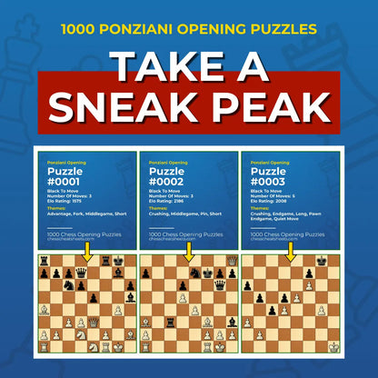 1000 Ponziani Opening Puzzles - Visual PDF Chess Opening Puzzles For The Ponziani Opening Chess Cheat Sheets