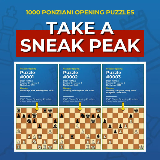 1000 Ponziani Opening Puzzles - Visual PDF Chess Opening Puzzles For The Ponziani Opening Chess Cheat Sheets