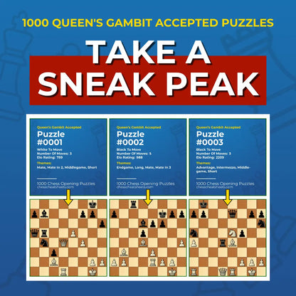 1000 Queen's Gambit Accepted Puzzles - Visual PDF Chess Opening Puzzles For The Queen's Gambit Accepted Chess Cheat Sheets