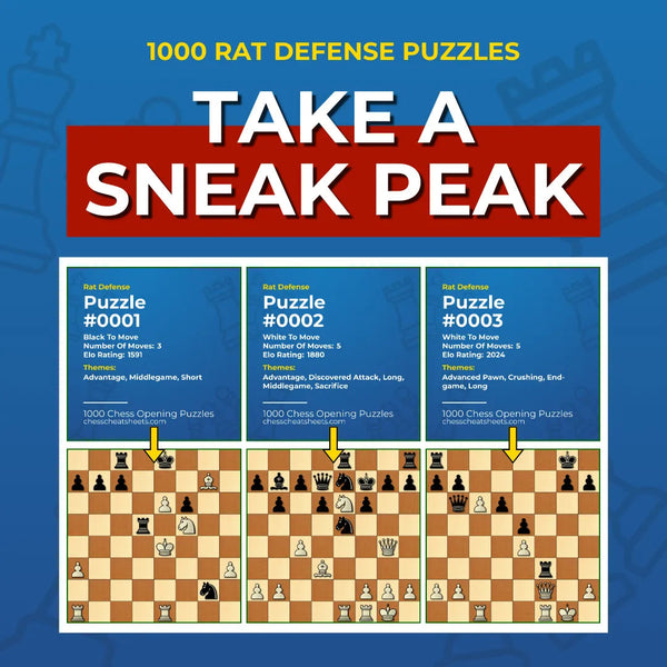 1000 Rat Defense Puzzles - Visual PDF Chess Opening Puzzles For The Rat Defense Chess Cheat Sheets