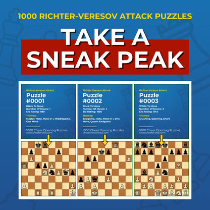 1000 Richter-Veresov Attack Puzzles - Visual PDF Chess Opening Puzzles For The Richter-Veresov Attack Chess Cheat Sheets