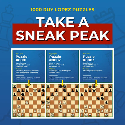 1000 Ruy Lopez Puzzles - Visual PDF Chess Opening Puzzles For The Ruy Lopez Chess Cheat Sheets
