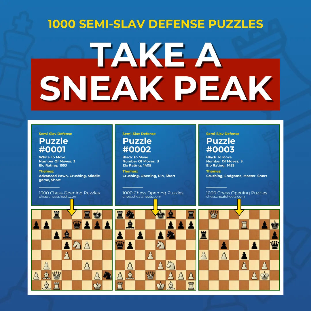 1000 Semi-Slav Defense Puzzles - Visual PDF Chess Opening Puzzles For The Semi-Slav Defense Chess Cheat Sheets