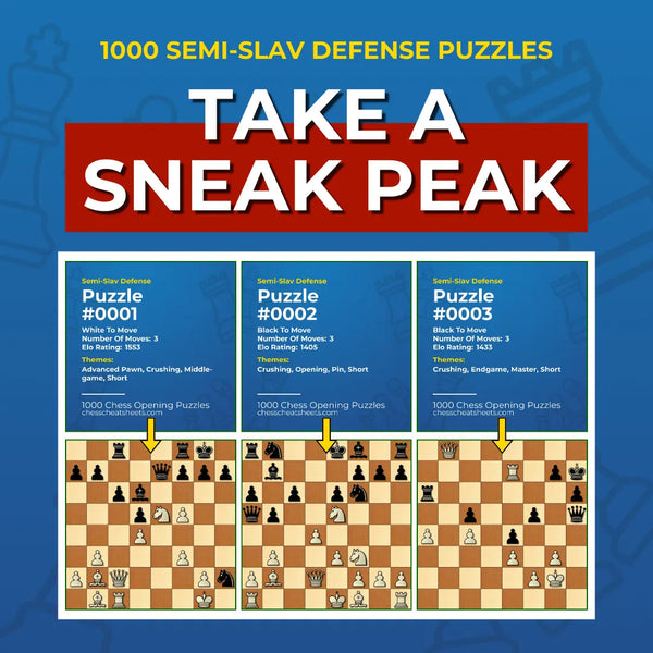 1000 Semi-Slav Defense Puzzles - Visual PDF Chess Opening Puzzles For The Semi-Slav Defense Chess Cheat Sheets