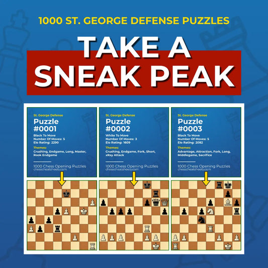 1000 St. George Defense Puzzles - Visual PDF Chess Opening Puzzles For The St. George Defense Chess Cheat Sheets