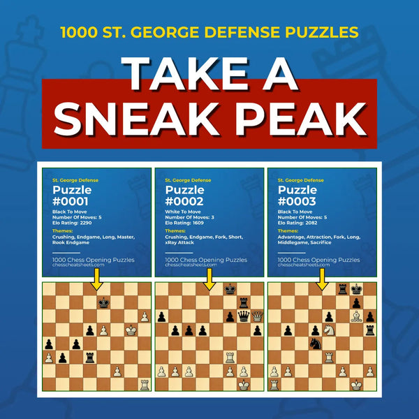 1000 St. George Defense Puzzles - Visual PDF Chess Opening Puzzles For The St. George Defense Chess Cheat Sheets