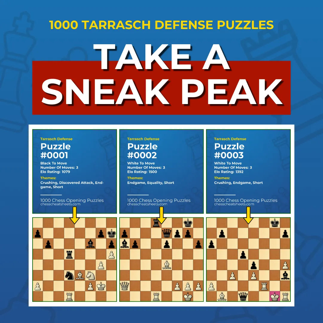 1000 Tarrasch Defense Puzzles - Visual PDF Chess Opening Puzzles For The Tarrasch Defense Chess Cheat Sheets