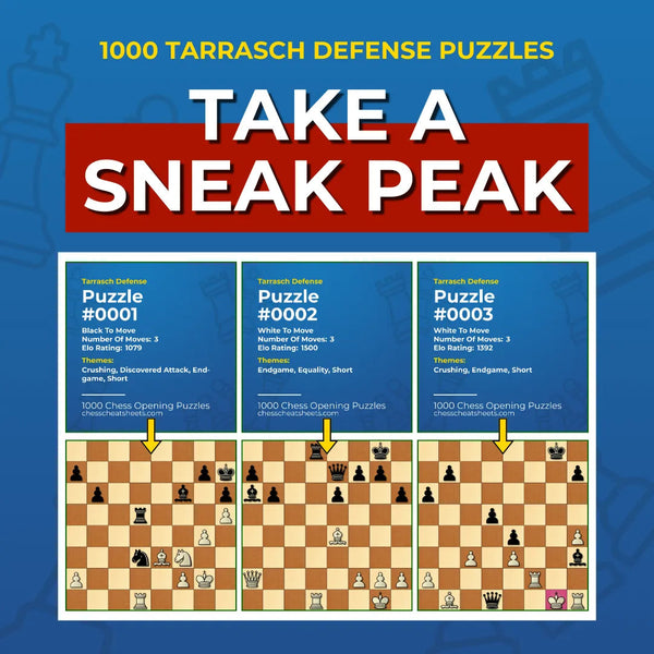1000 Tarrasch Defense Puzzles - Visual PDF Chess Opening Puzzles For The Tarrasch Defense Chess Cheat Sheets