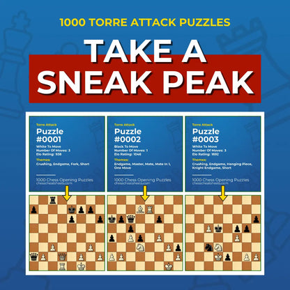 1000 Torre Attack Puzzles - Visual PDF Chess Opening Puzzles For The Torre Attack Chess Cheat Sheets