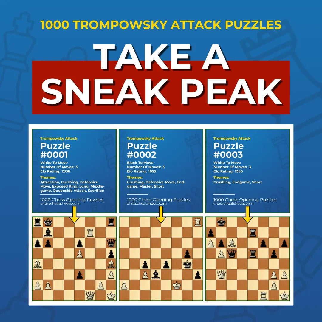 1000 Trompowsky Attack Puzzles - Visual PDF Chess Opening Puzzles For The Trompowsky Attack Chess Cheat Sheets