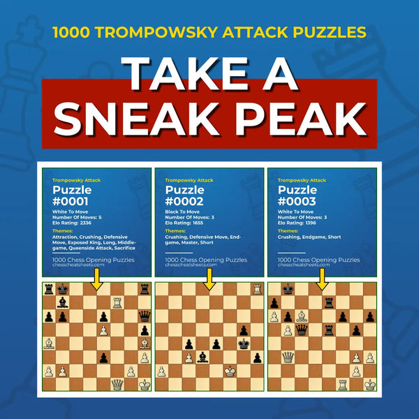 1000 Trompowsky Attack Puzzles - Visual PDF Chess Opening Puzzles For The Trompowsky Attack Chess Cheat Sheets