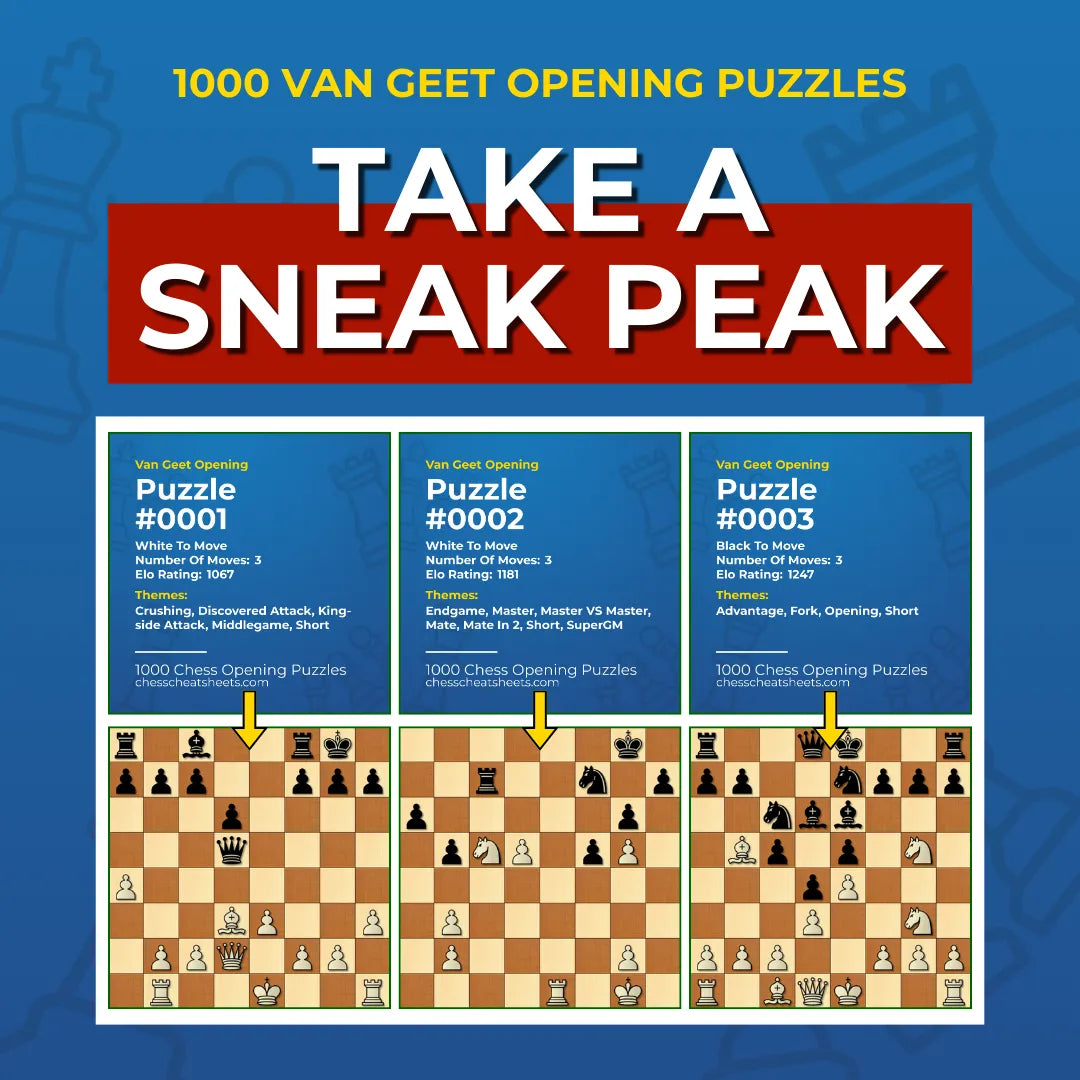 1000 Van Geet Opening Puzzles - Visual PDF Chess Opening Puzzles For The Van Geet Opening Chess Cheat Sheets