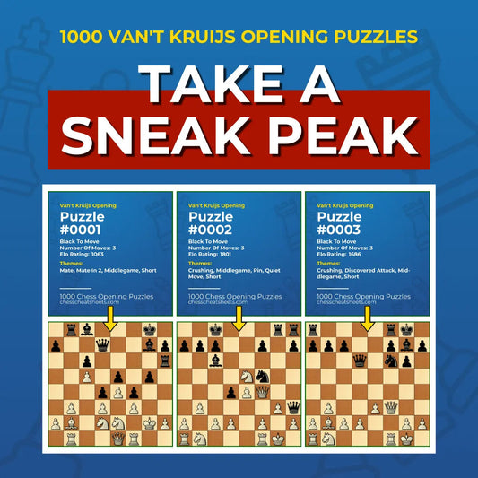 1000 Van't Kruijs Opening Puzzles - Visual PDF Chess Opening Puzzles For The Van't Kruijs Opening Chess Cheat Sheets