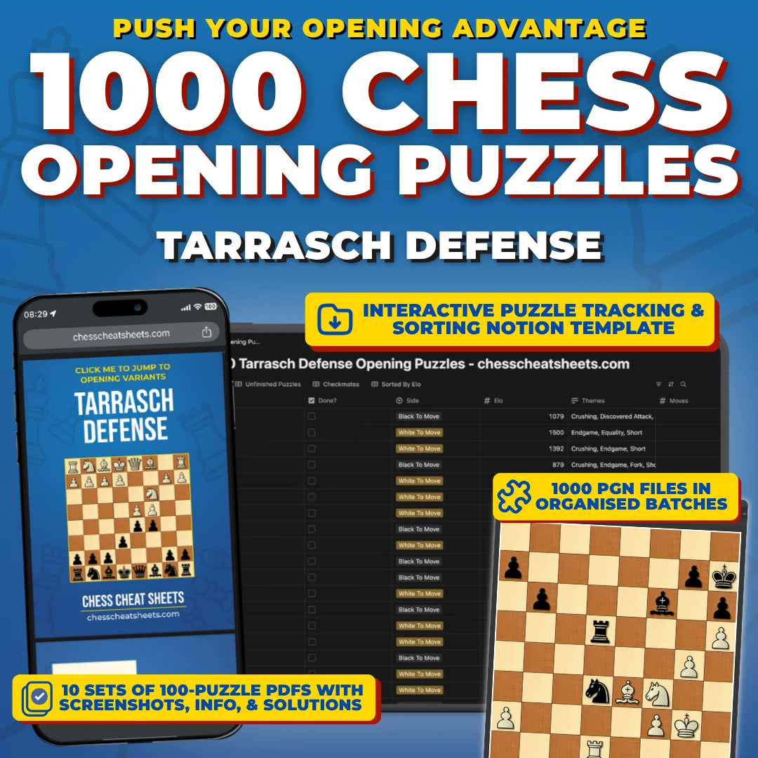 1000 Tarrasch Defense Puzzles - Visual PDF Chess Opening Puzzles For The Tarrasch Defense