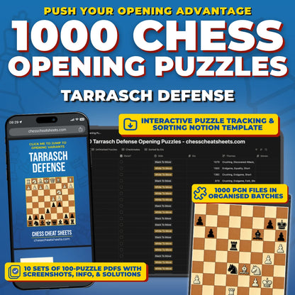 1000 Tarrasch Defense Puzzles - Visual PDF Chess Opening Puzzles For The Tarrasch Defense