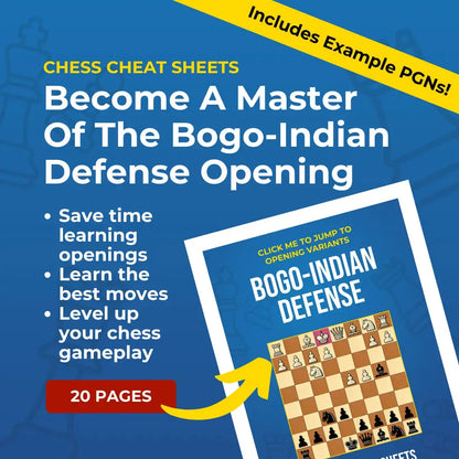 Bogo-Indian Defense - Chess Opening Cheat Sheet | Interactive And Printable Chess Opening Guide Chess Cheat Sheets