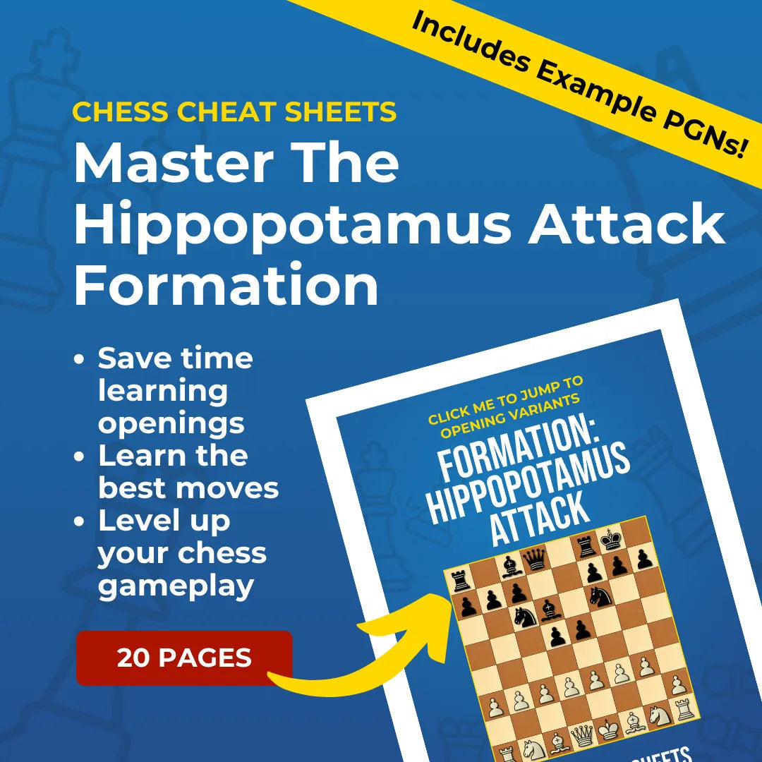 Formation: Hippopotamus Attack - Chess Opening Cheat Sheet | Interactive And Printable Chess Opening Guide Chess Cheat Sheets