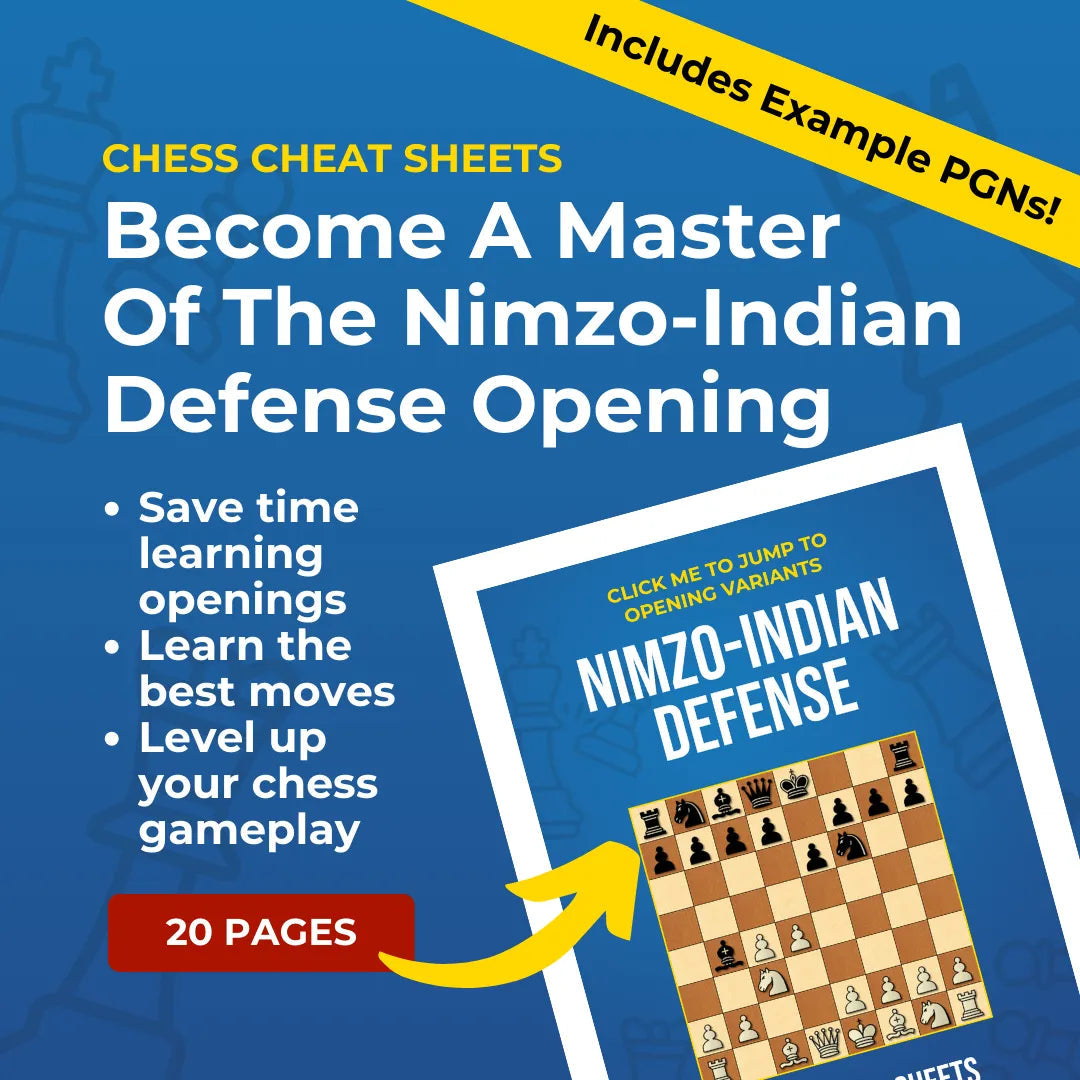 Nimzo-Indian Defense - Chess Opening Cheat Sheet | Interactive And Printable Chess Opening Guide Chess Cheat Sheets