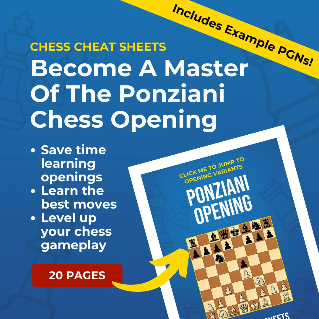 Ponziani Opening - Chess Opening Cheat Sheet | Interactive And Printable Chess Opening Guide Chess Cheat Sheets