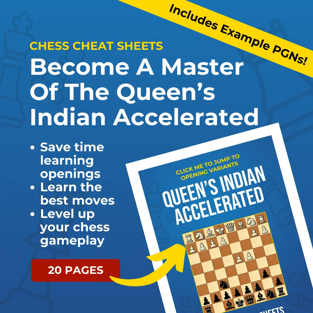 Queen's Indian Accelerated - Chess Opening Cheat Sheet | Interactive And Printable Chess Opening Guide Chess Cheat Sheets