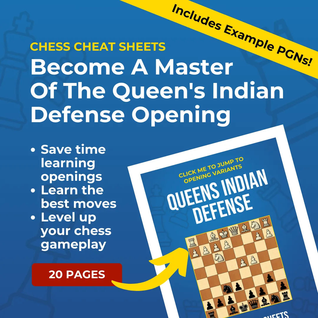 Queen's Indian Defense - Chess Opening Cheat Sheet | Interactive And Printable Chess Opening Guide Chess Cheat Sheets