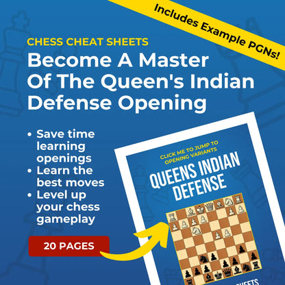 Queen's Indian Defense - Chess Opening Cheat Sheet | Interactive And Printable Chess Opening Guide Chess Cheat Sheets