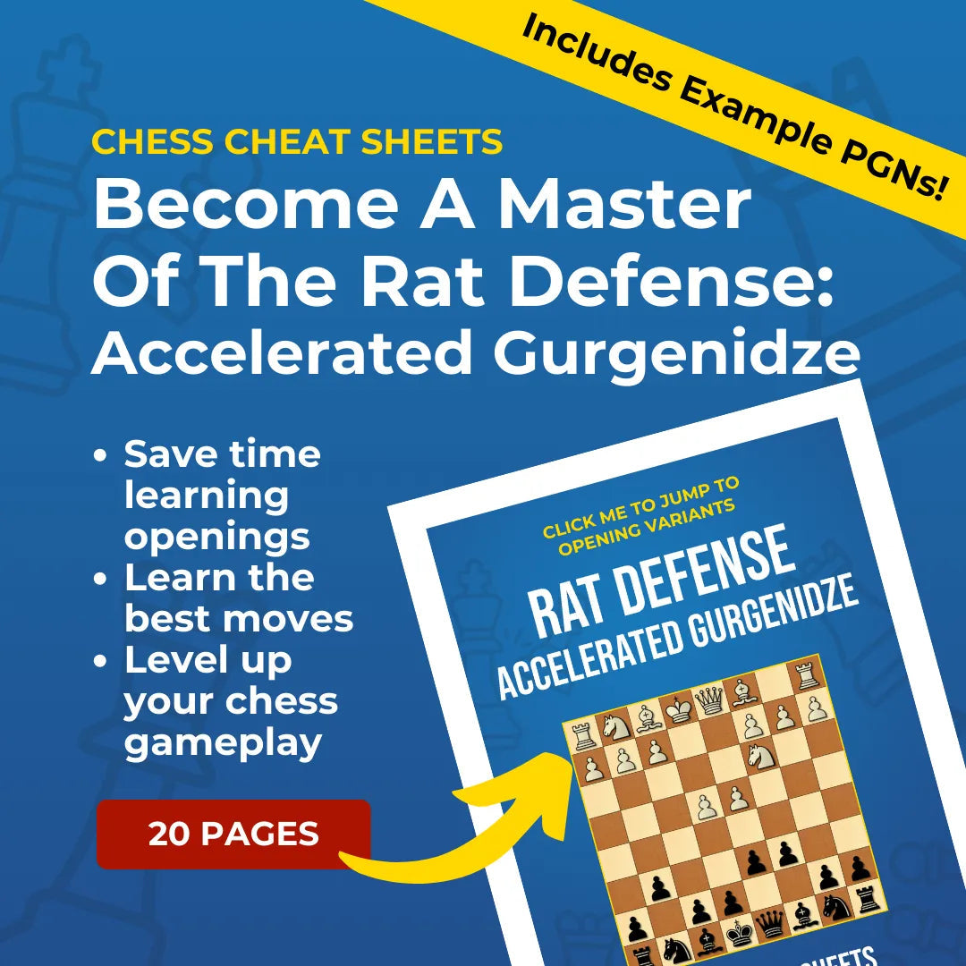 Rat Defense: Accelerated Gurgenidze - Chess Opening Cheat Sheet | Interactive And Printable Chess Opening Guide Chess Cheat Sheets