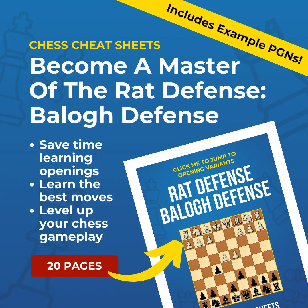 Rat Defense: Balogh Defense - Chess Opening Cheat Sheet | Interactive And Printable Chess Opening Guide Chess Cheat Sheets