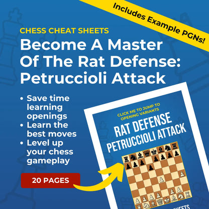Rat Defense: Petruccioli Attack - Chess Opening Cheat Sheet | Interactive And Printable Chess Opening Guide Chess Cheat Sheets