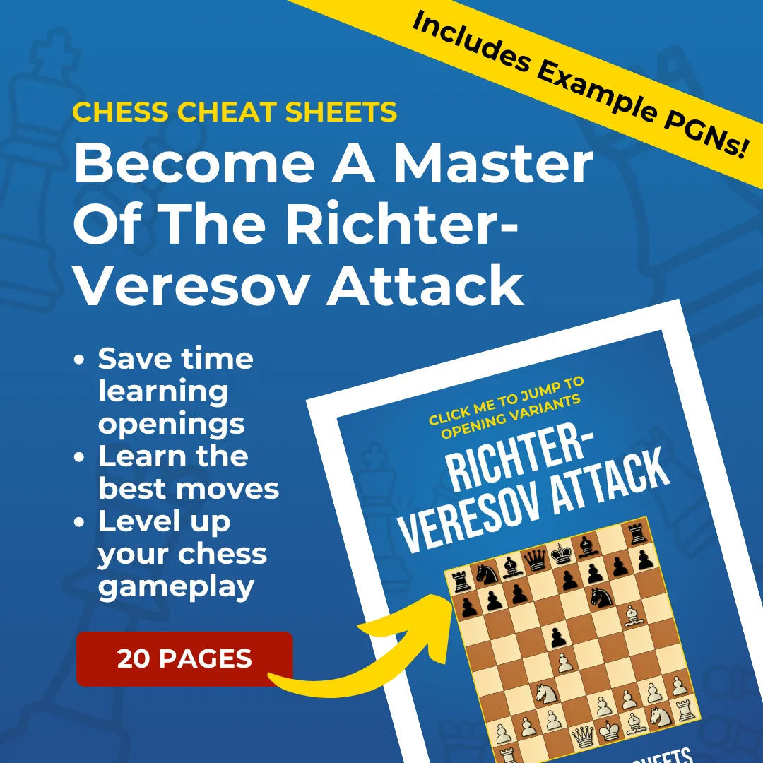 Richter-Veresov Attack - Chess Opening Cheat Sheet | Interactive And Printable Chess Opening Guide Chess Cheat Sheets