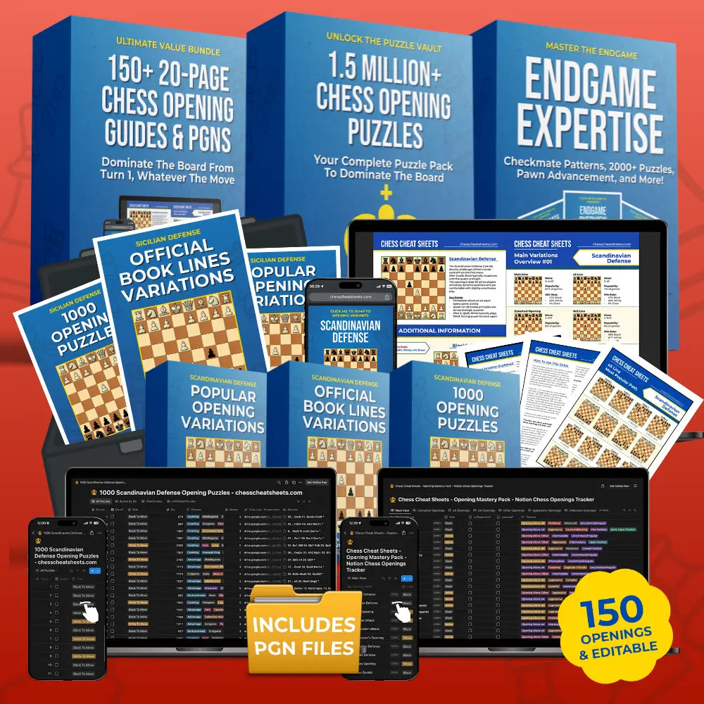 The Ultimate Chess Mastery Bundle - All Opening Cheat Sheets, Puzzles, Endgame Guides, and Bonuses!