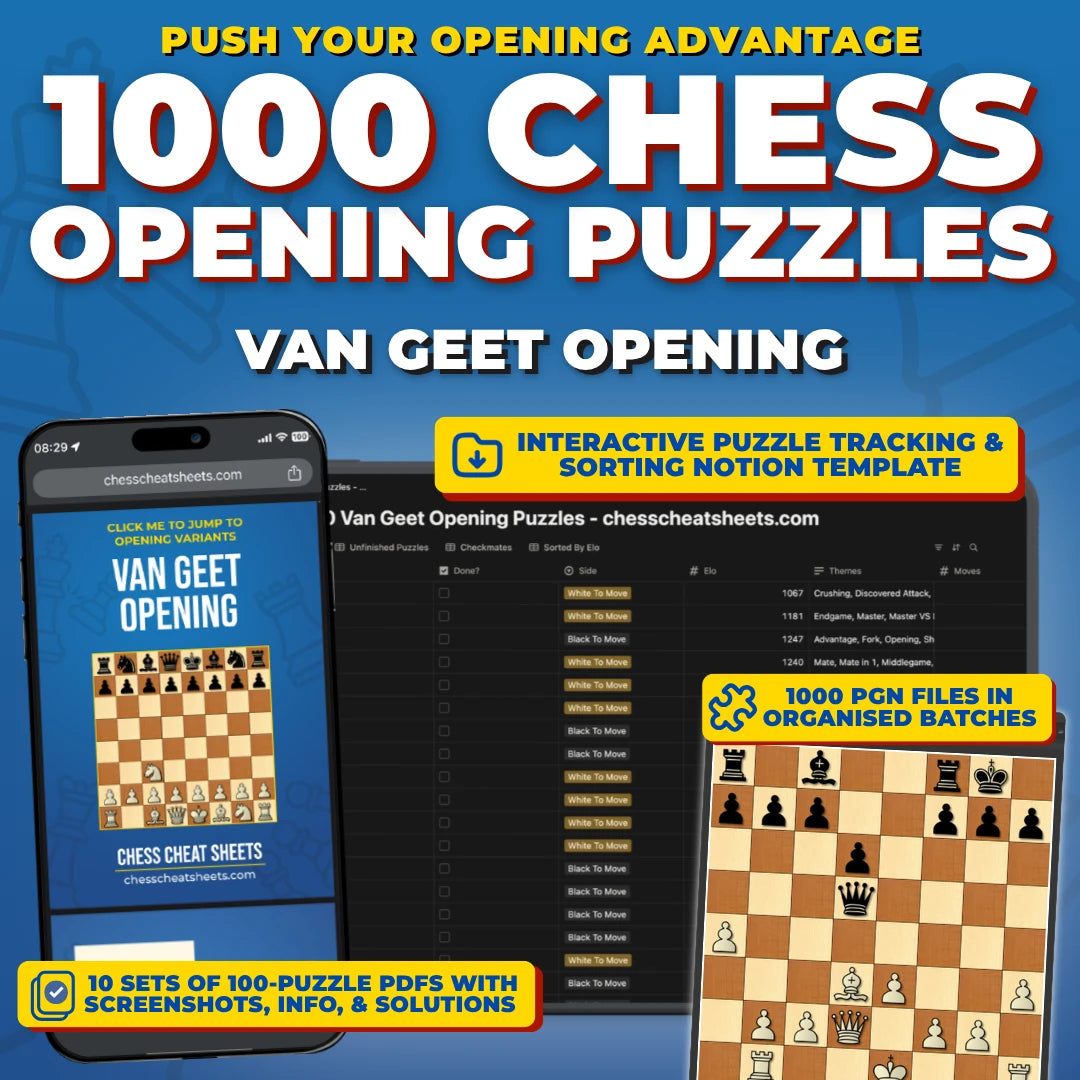 1000 Van Geet Opening Puzzles - Visual PDF Chess Opening Puzzles For The Van Geet Opening