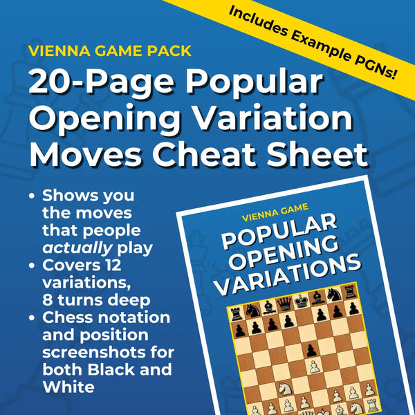 Vienna Game Chess Opening - Complete Chess Opening Toolkit | Opening Guides and Puzzles Chess Cheat Sheets