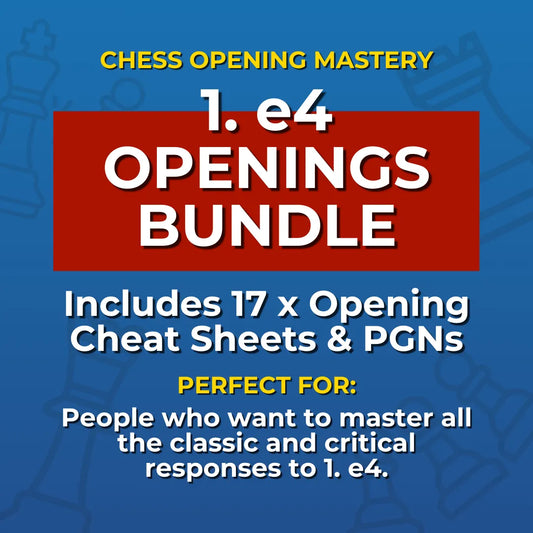 Master Popular e4 Chess Openings: 17 e4 Openings Cheat Sheets Bundle