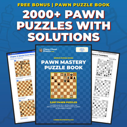 Free Pawn Mastery Puzzle Book bonus with over 2000 chess pawn puzzles and all solutions